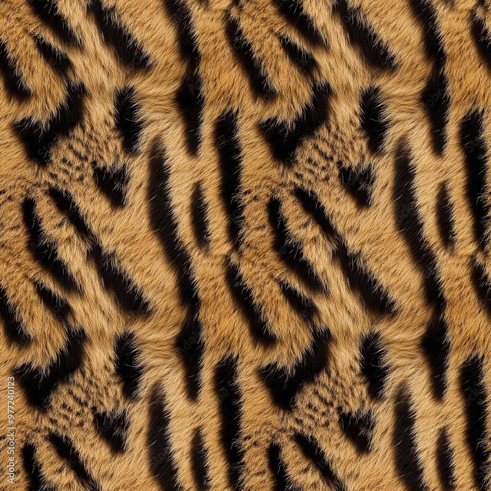 Beautiful tiger fur brown and black texture  seamless wallpaper