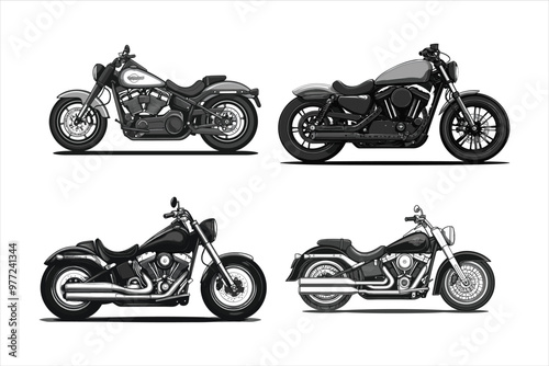 Vector vector art motorcycle set vehicles 