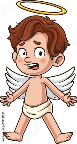 Cartoon shocked cherub character vector illustration