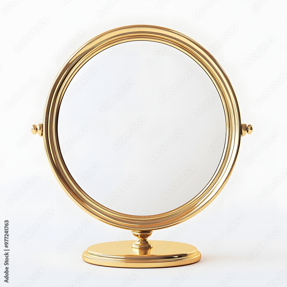 178. A luxurious gold-plated mirror isolated on a clean white background 178. A luxurious gold-plated mirror isolated on a clean white background