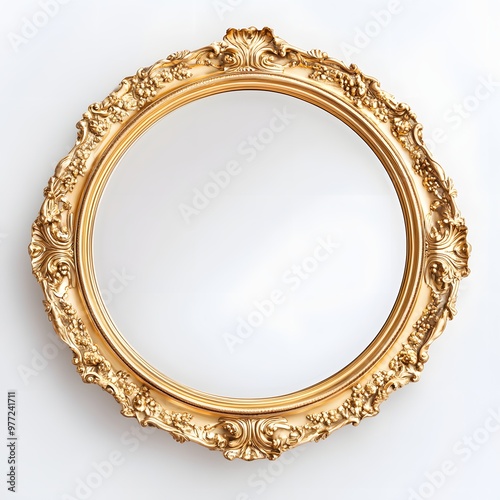 178. A luxurious gold-plated mirror isolated on a clean white background