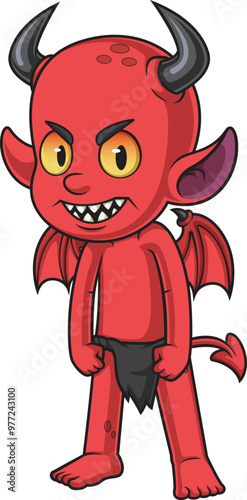 Cartoon angry red devil vector illustration