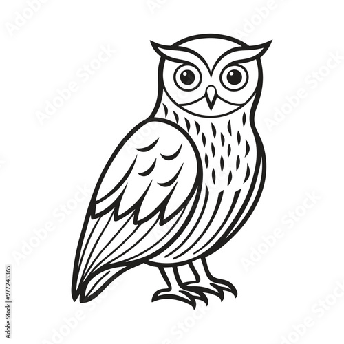 Wallpaper Mural A black and white drawing of an owl with a black and white pattern Torontodigital.ca