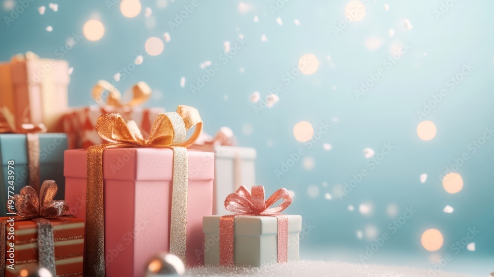 A vibrant new year background showcases beautifully wrapped presents against a softly glowing backdrop, creating a festive and celebratory vibe for the holiday season A vibrant new year background showcases beautifully wrapped presents against a softly glowing backdrop, creating a festive and celebratory vibe for the holiday season