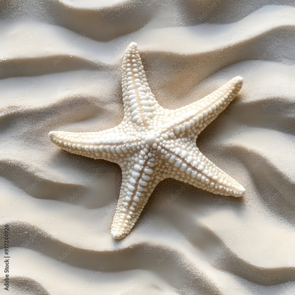 150. A single white starfish isolated on a soft sand-colored background 150. A single white starfish isolated on a soft sand-colored background