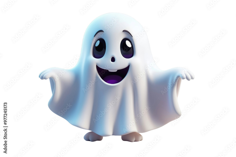 3D high-quality model of a cute cartoon ghost, centered on a stark white background, casting gentle shadows with soft edges, simplistic, vibrant colors, designed for a child-friendly audience 3D high-quality model of a cute cartoon ghost, centered on a stark white background, casting gentle shadows with soft edges, simplistic, vibrant colors, designed for a child-friendly audience