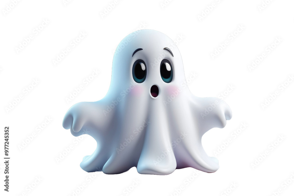 3D high-quality model of a cute cartoon ghost, centered on a stark white background, casting gentle shadows with soft edges, simplistic, vibrant colors, designed for a child-friendly audience 3D high-quality model of a cute cartoon ghost, centered on a stark white background, casting gentle shadows with soft edges, simplistic, vibrant colors, designed for a child-friendly audience