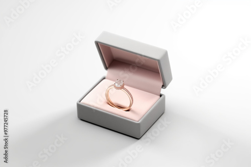 An elegant mockup of an empty, opened jewelry packaging box on a clean white background