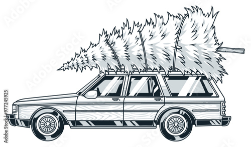 SUV with fir monochrome element