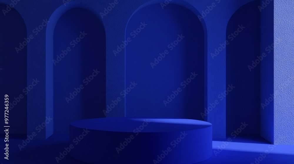 Business 3D render with copy space made from blue 3D shapes. Business 3D render with copy space made from blue 3D shapes.