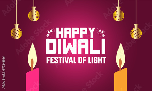 Happy Diwali Celebration Background. Diwali Festival Of Lights . Holiday concept template with text inscription. perfect for background,Greeting Card, Poster, Banner, Web and Social Media Post