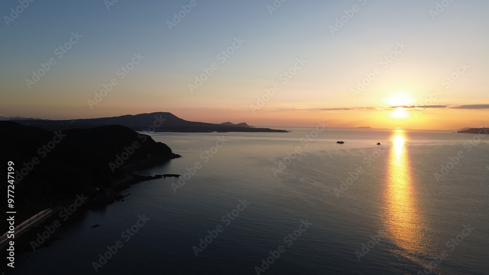 Obraz premium Drone view of Fukue, Goto, Nagasaki, Japan