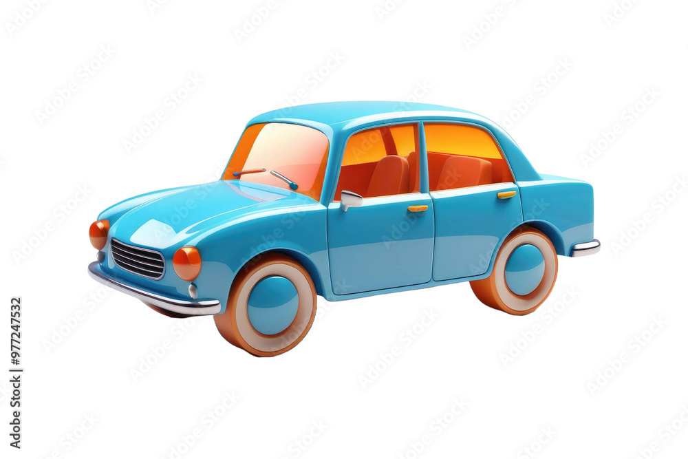 Cartoon-style 3D car with high-quality modeling, positioned at center on a stark white background, casting gentle shadows, characterized by soft edges and a simplistic, child-friendly design Cartoon-style 3D car with high-quality modeling, positioned at center on a stark white background, casting gentle shadows, characterized by soft edges and a simplistic, child-friendly design