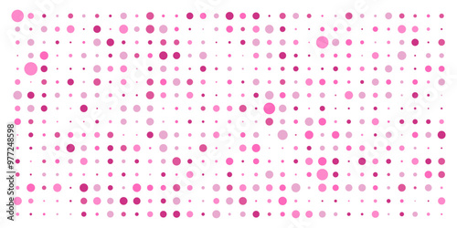 Half tone polka dot multicolored pink shades background. Abstract Cover design
