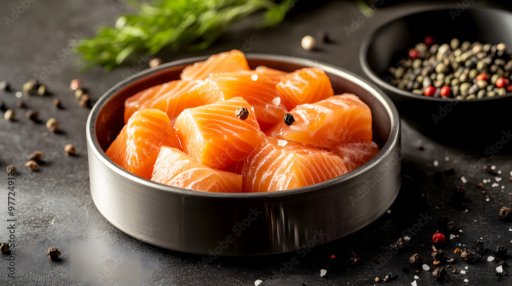 raw fish meal for pets, featuring whole sardines and salmon chunks in a natural raw fish meal for pets, featuring whole sardines and salmon chunks in a natural