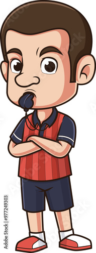Cartoon cute soccer referee vector illustration