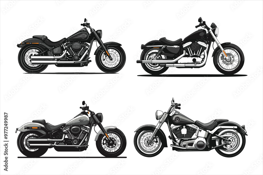 Vector vector art motorcycle set vehicles Vector vector art motorcycle set vehicles