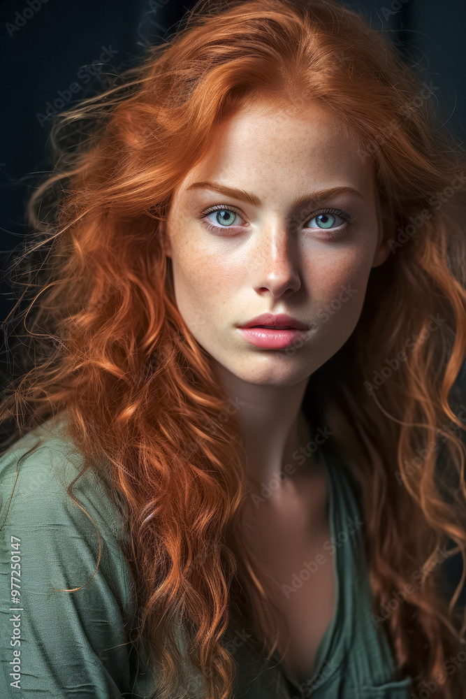 Porträt einer schönen jungen rothaarigen Frau, Generative AI