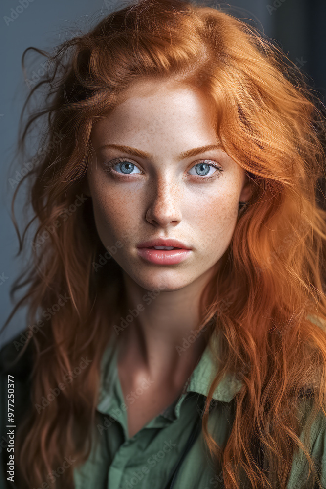 Porträt einer schönen jungen rothaarigen Frau, Generative AI