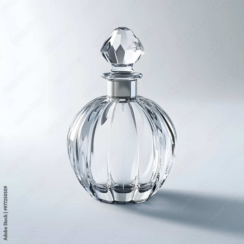 125. A delicate crystal perfume bottle isolated on a smooth white background 125. A delicate crystal perfume bottle isolated on a smooth white background