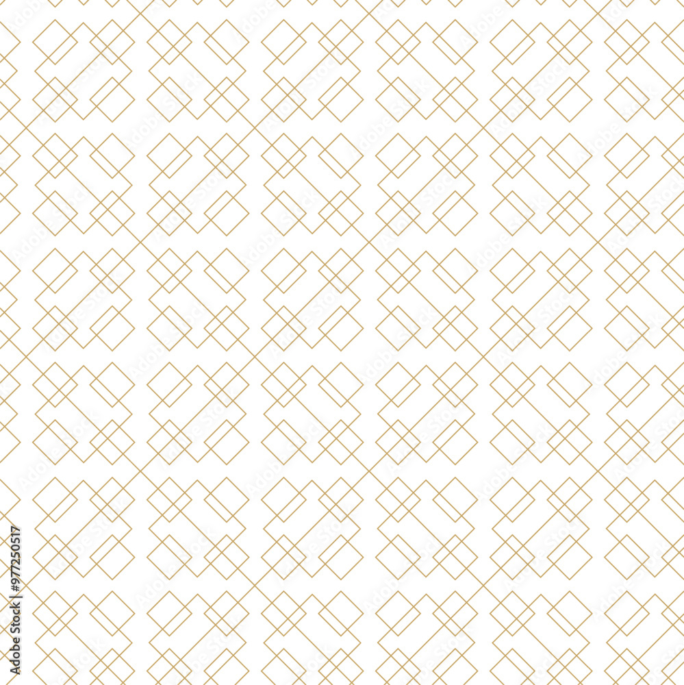 Naklejka premium Abstract geometric pattern with crosses, stripes, lines. Seamless vector background. White and gold ornament. Modern reticulated graphic design.