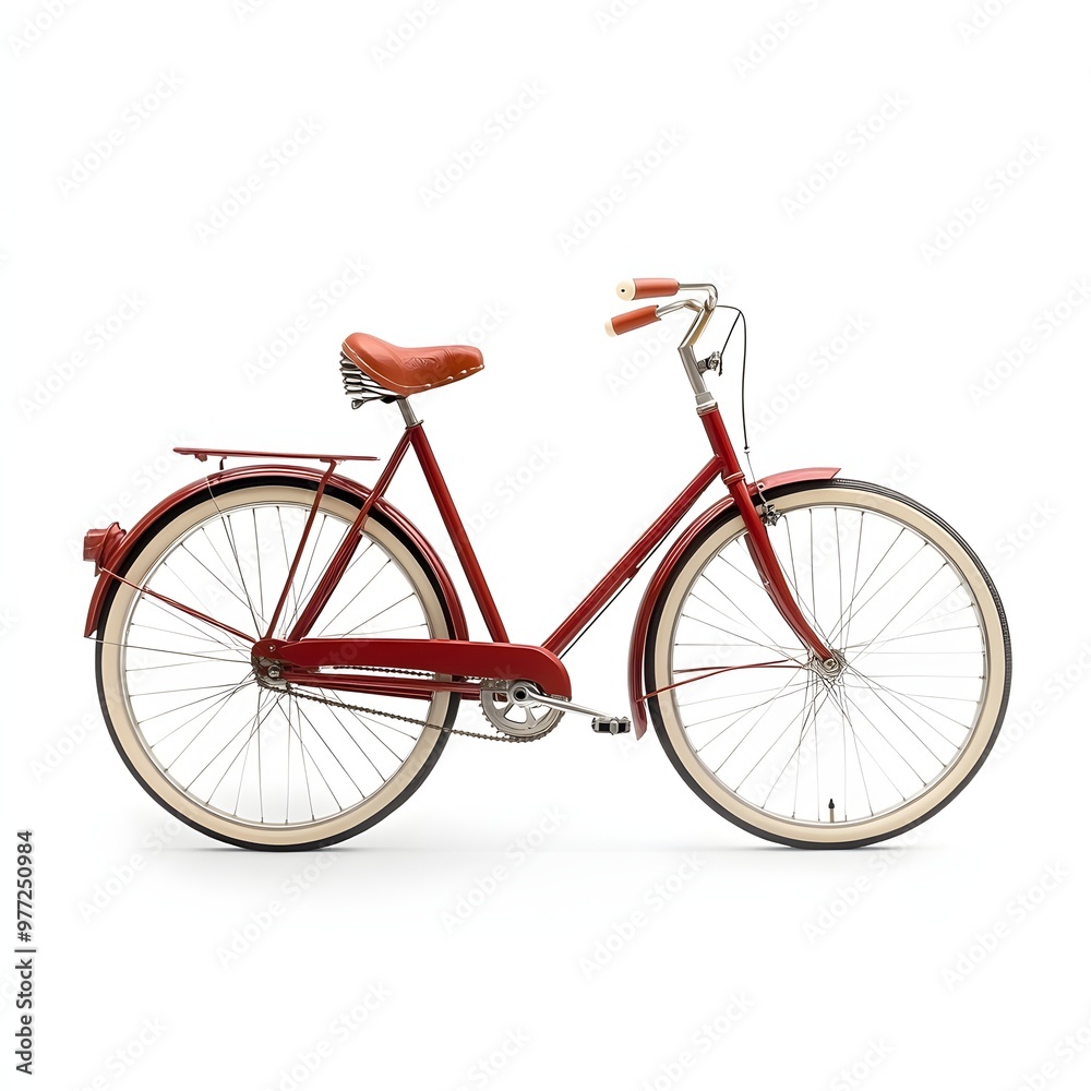 127. A classic red bicycle isolated on a clean white background 127. A classic red bicycle isolated on a clean white background