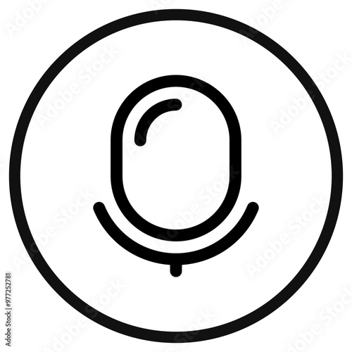 Vector microphone, podcast, recorder icon. Black, white background. Perfect for app and web interfaces, infographics, presentations, marketing, etc.