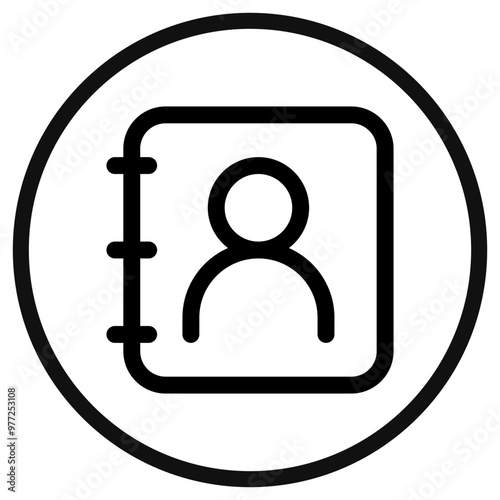 Vector phonebook, contact, diary icon. Black, white background. Perfect for app and web interfaces, infographics, presentations, marketing, etc.