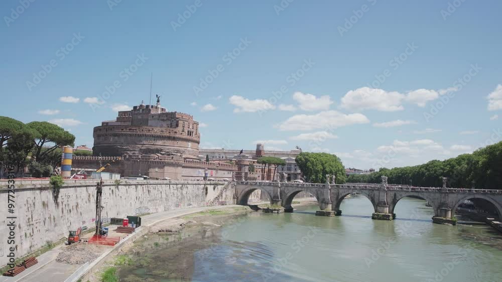 Castle of Holy Angel and St. Angel bridge over Tiber river in Rome, Italy Castle of Holy Angel and St. Angel bridge over Tiber river in Rome, Italy