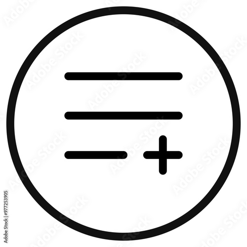 Editable vector add to playlist row icon. Black, transparent white background. Part of a big icon set family. Perfect for web and app interfaces, presentations, infographics, etc
