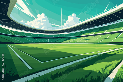Modern Green Sports Stadium with Open Roof View