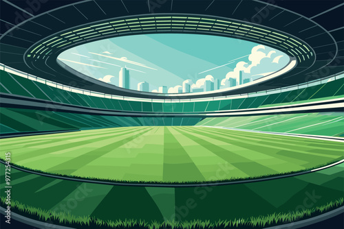 Modern Green Sports Stadium with Open Roof View