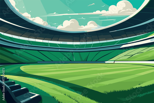 Modern Green Sports Stadium with Open Roof View