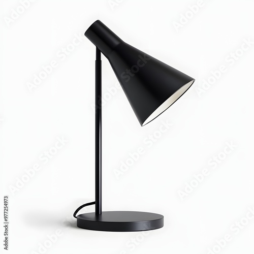138. A sleek, modern black lamp isolated on a clean white background