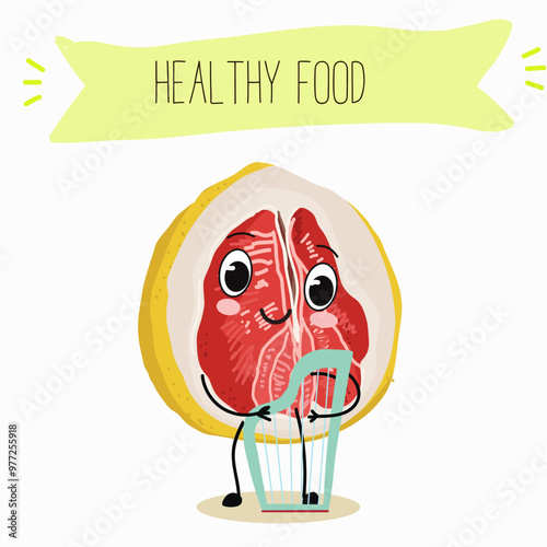 Pomelo fruit, tropical exotic citrus, vector isolated food icon, funny character. Pummelo or shaddock fruits , tropic farm juicy exotic fruits harvest, sweet fruity dessert. Hand drawn vector.