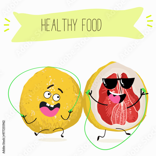 Pomelo fruit, tropical exotic citrus, vector isolated food icon, funny character. Pummelo or shaddock fruits , tropic farm juicy exotic fruits harvest, sweet fruity dessert. Hand drawn vector.