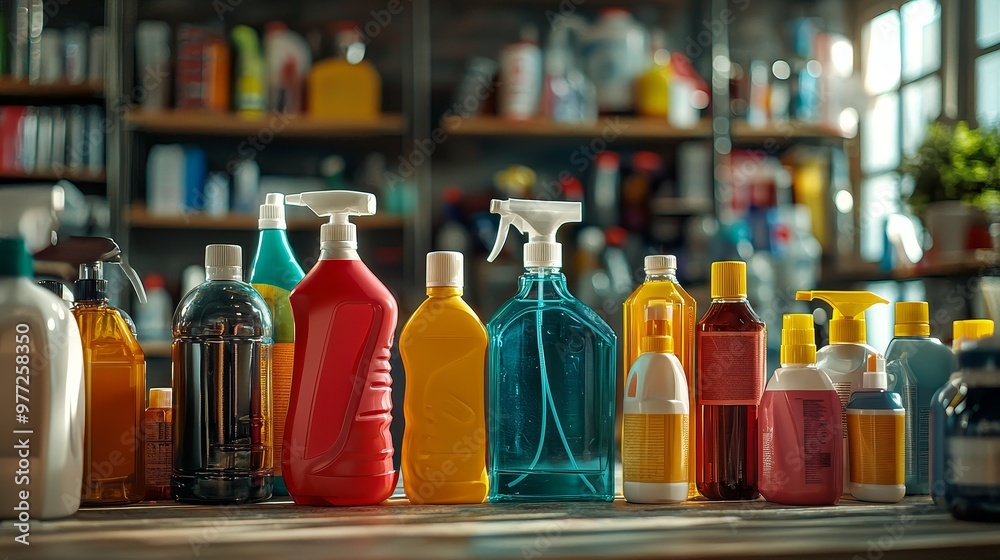 Organize the cleaning supplies placed on the table and showcase the essential tools and products for household cleaning. Sponges, spray, brushes and rags arranged in order to prepare for cleaning Organize the cleaning supplies placed on the table and showcase the essential tools and products for household cleaning. Sponges, spray, brushes and rags arranged in order to prepare for cleaning