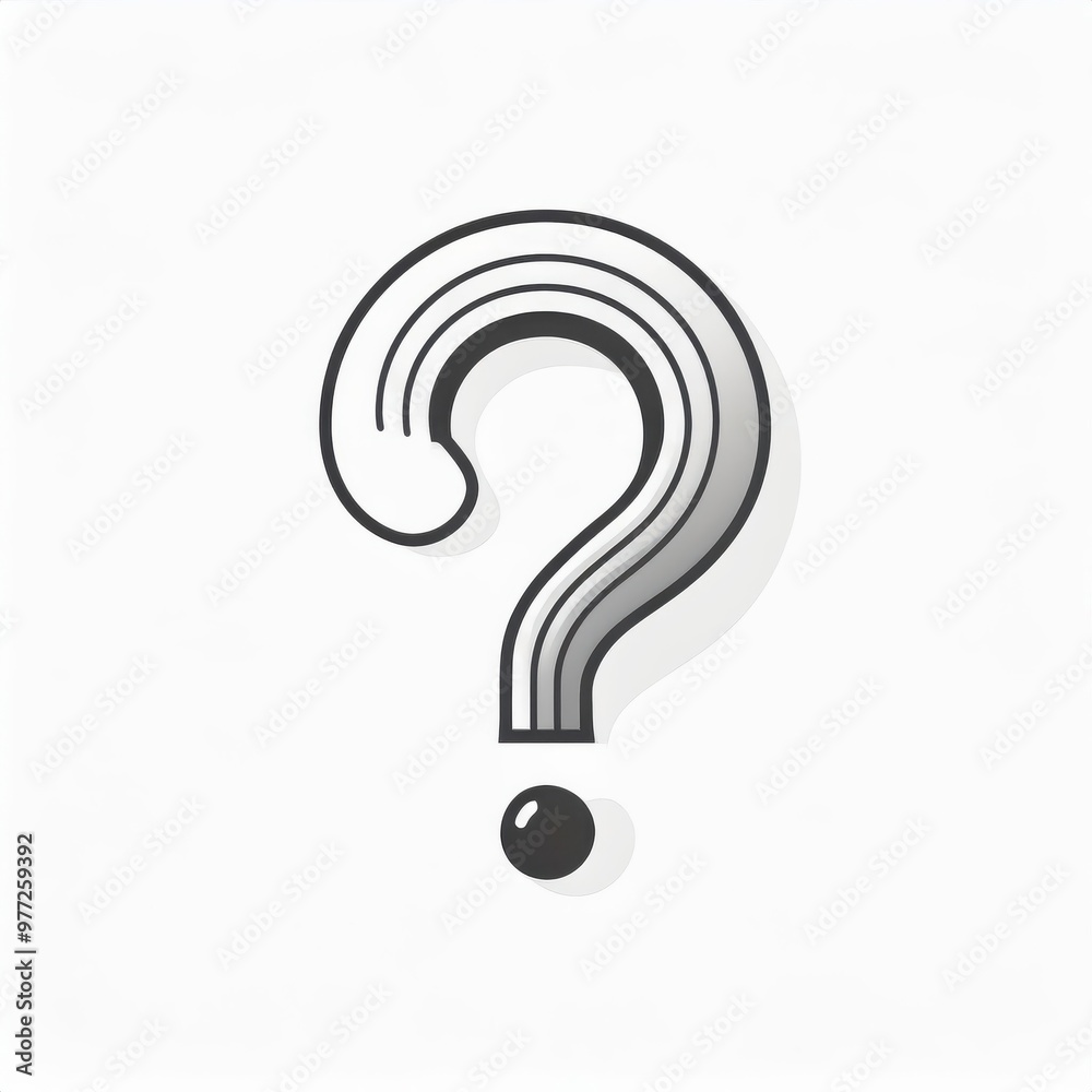 Monochromatic Engraved Style Question Mark Illustration with Subtle Shadow on a Clean White Background, Emphasizing Curiosity, Inquiry, and Mystery Vector Logo Icon Monochromatic Engraved Style Question Mark Illustration with Subtle Shadow on a Clean White Background, Emphasizing Curiosity, Inquiry, and Mystery Vector Logo Icon