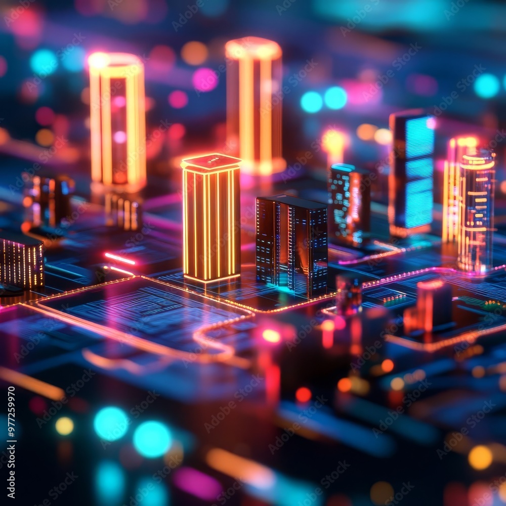 AI-powered smart city hubs, holographic urban management, glowing digital interfaces AI-powered smart city hubs, holographic urban management, glowing digital interfaces