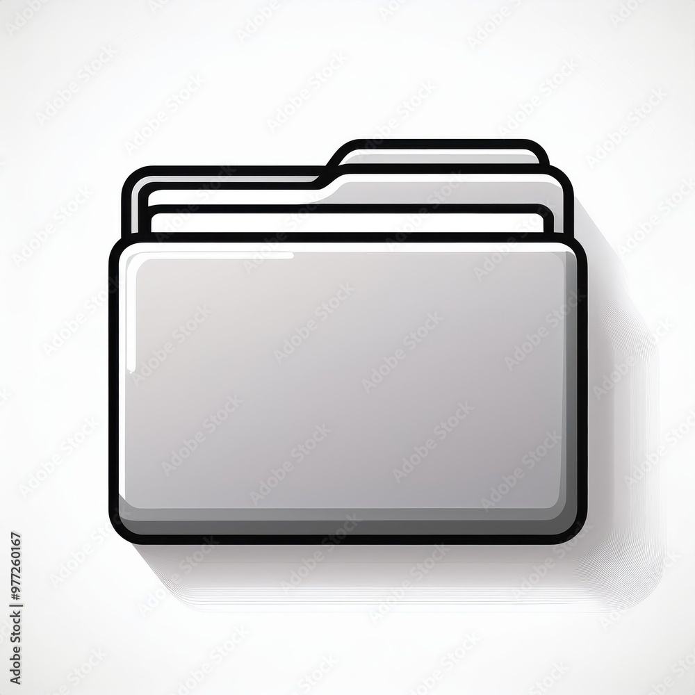 Minimalist Gray File Folder Icon with Bold Black Outline and Soft Shadow Effect on a Light Background, Representing Organization, Document Management, and Digital Storage Systems. Vector Logo Icon Minimalist Gray File Folder Icon with Bold Black Outline and Soft Shadow Effect on a Light Background, Representing Organization, Document Management, and Digital Storage Systems. Vector Logo Icon