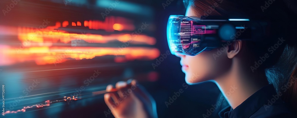 Fototapeta premium Virtual AI creative hub, dynamic brainstorming, holographic design tools