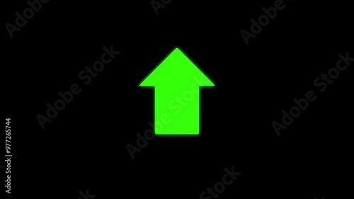 Green Color Up Direction Traphic Sign Animation On Black Background. 4k Animation. photo