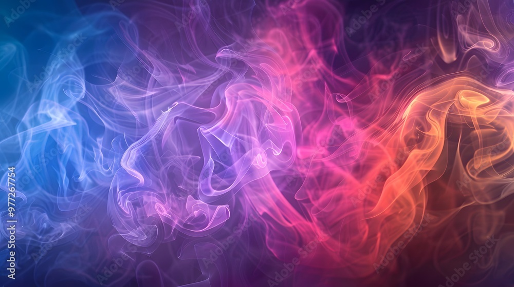 Fototapeta premium Abstract Smoke: A mysterious abstract background with wisps of colorful smoke swirling and blending. 