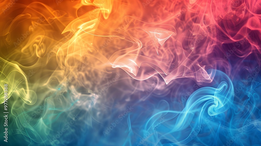Fototapeta premium Abstract Smoke: A mysterious abstract background with wisps of colorful smoke swirling and blending. 