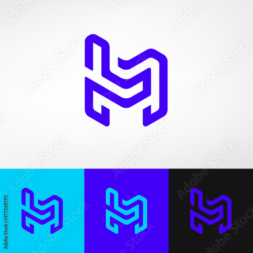 LM or ML Monoline Monogram logo features a sleek, simple design with intertwined lines forming the initials. Its modern, continuous stroke style offers a clean, elegant look and versatile distinctive