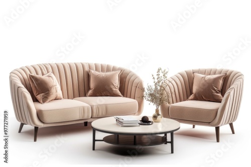 Two sofas and a coffee table in a cozy setting photo