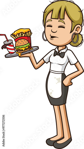 Cartoon bad and dirty waitress vector illustration