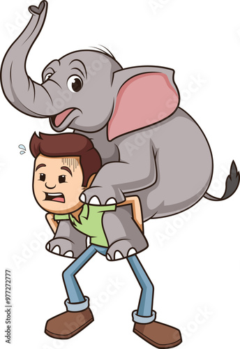 Cartoon piggyback popular saying vector illustration