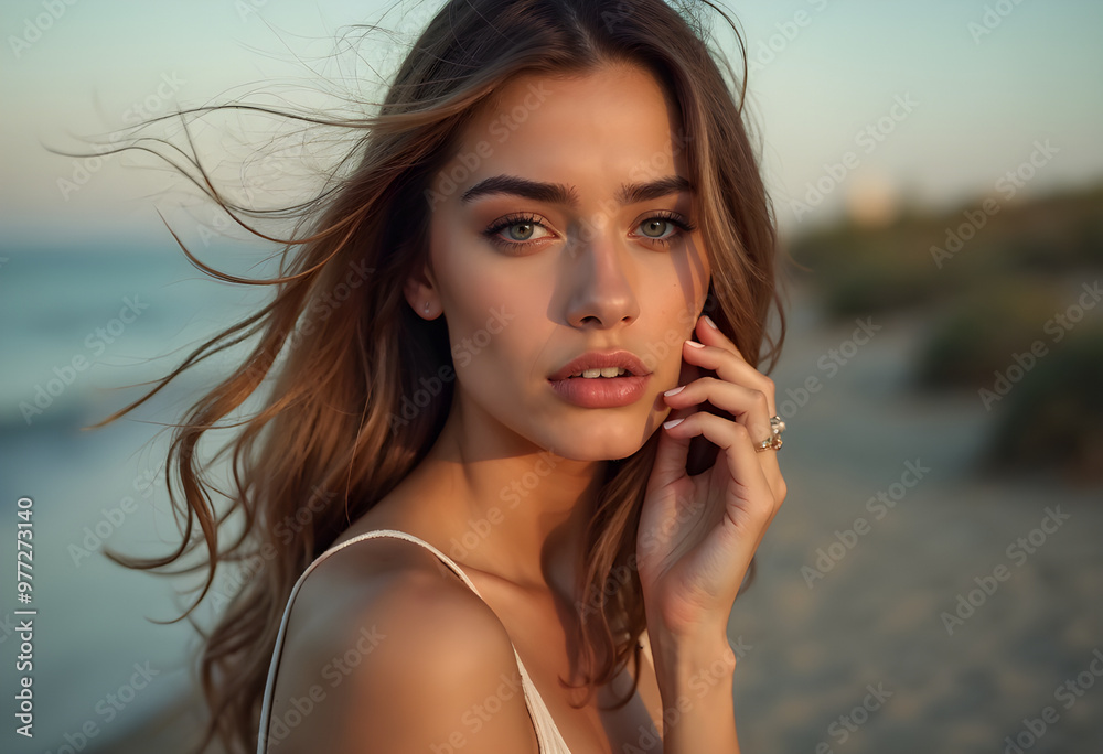 A girl on a neutral is doing make-up A girl on a neutral is doing make-up