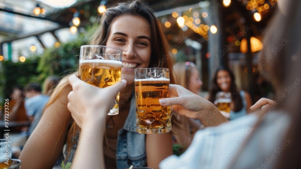 A group of friends socializing over beers, perfect for party or casual gathering A group of friends socializing over beers, perfect for party or casual gathering